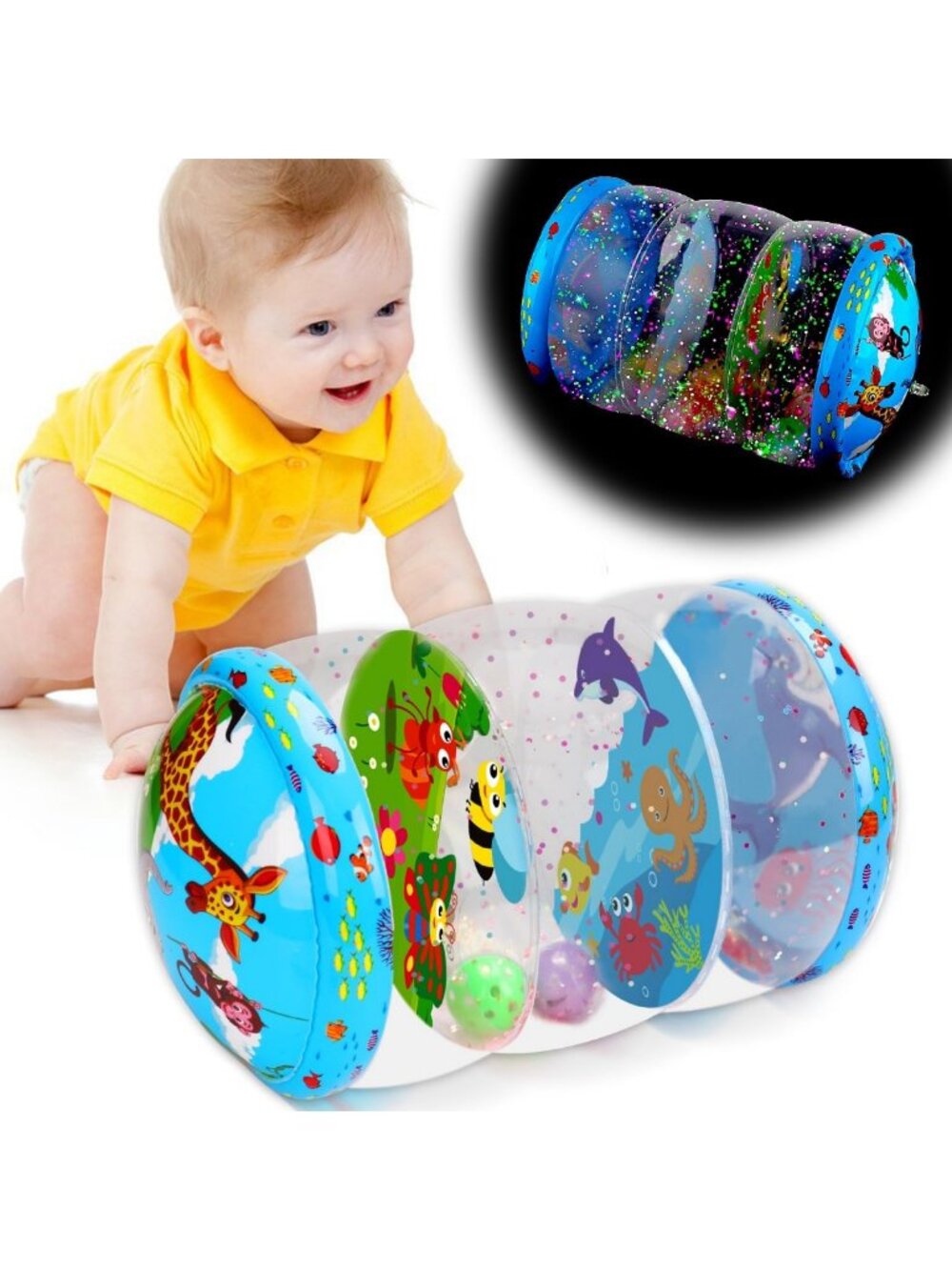 Glowing Jumbo Inflatable Baby Toy for Crawling & Walking - Sensory Development
